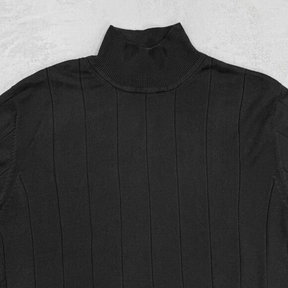 Vintage C'est City Black Silk Knit Lightweight Mock Neck Sweater Women's XL - Picture 2 of 4